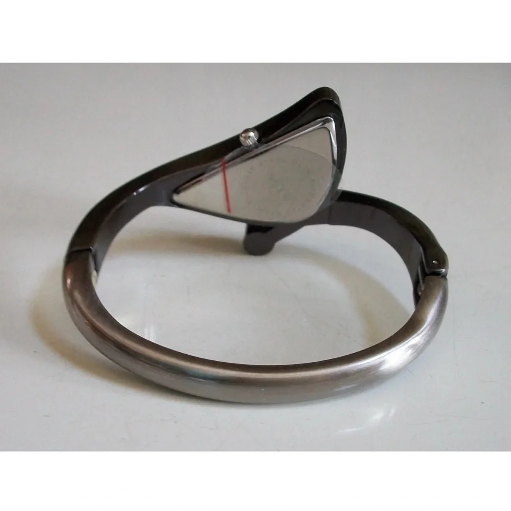 Women’s triangle hematite finish fashion bangle cuff casual watch